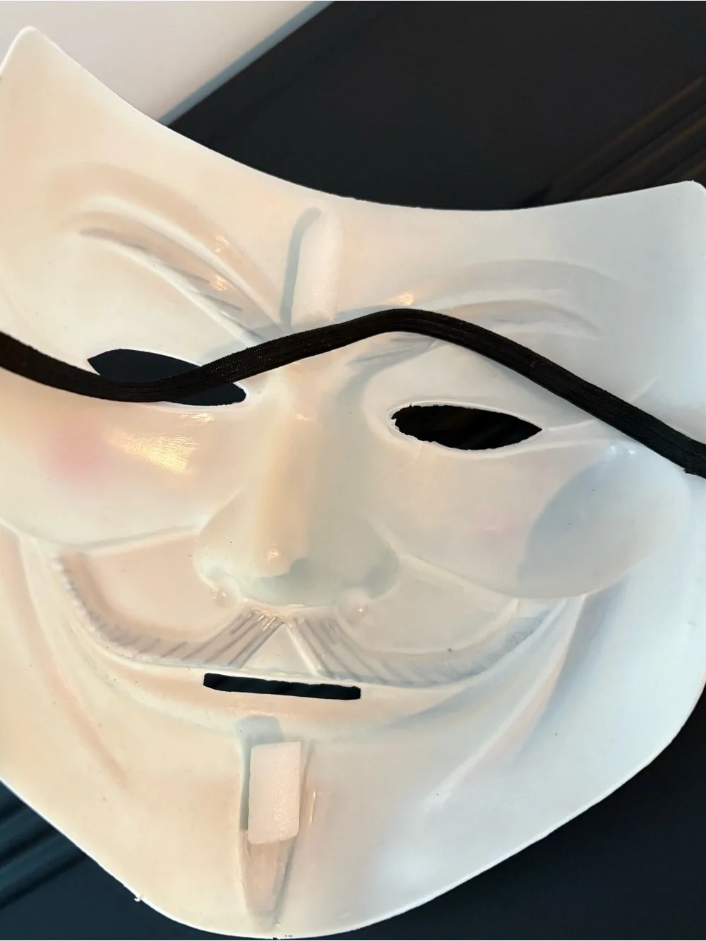 White Guy Fawkes Style Mask with Pink Cheeks